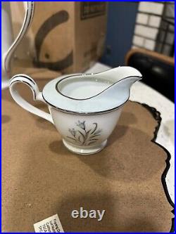 Noritake Blue Bell Platinum Rim #5558 6 setting tea set WithCreamer & Sugar Bowl
