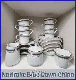 Noritake Blue Dawn China Set Plates, Bowls, Tea Cups, Sugar Bowl, & Creamer