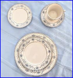 Noritake Blue Hill 2482 Plates and Teacup 1 Place Setting Fine China 5 Pieces