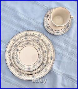 Noritake Blue Hill 2482 Plates and Teacup 1 Place Setting Fine China 5 Pieces