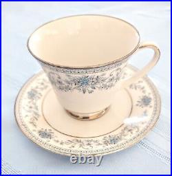 Noritake Blue Hill 2482 Plates and Teacup 1 Place Setting Fine China 5 Pieces