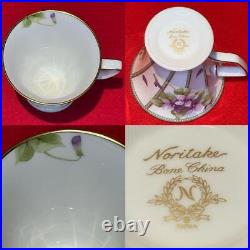 Noritake Bone China Cup Saucer Violet Pattern Customer Set