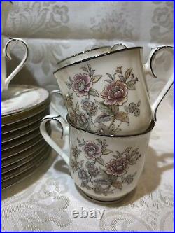 Noritake Bone China, Japan Imperial Garden 9720, Cup and Butter Plate, Set Of 10