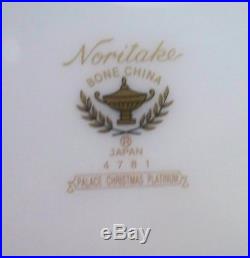 Noritake Bone China Palace Christmas Platinum Salad Plates Set of 4 Made Japan