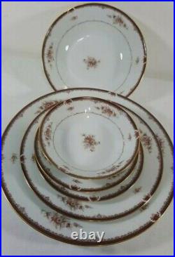 Noritake Bordeaux China Dinnerware set #3191 Gold trim