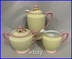 Noritake Breakfast 12 Piece Set Yellow with Pink Trim & Floral Bouquet