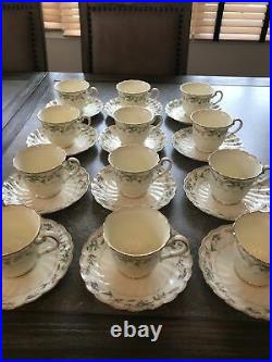 Noritake Brookhollow 4704 Bone China Tea Cup and Saucer 12 Sets 24 Pieces