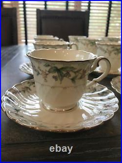 Noritake Brookhollow 4704 Bone China Tea Cup and Saucer 12 Sets 24 Pieces