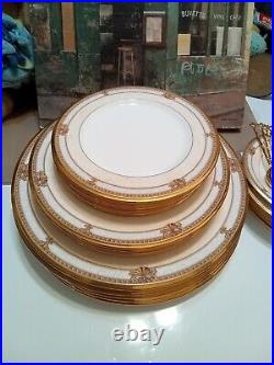 Noritake CHAVOT GOLD Bone China Dinner Salad Bread Plates & Saucer Setting For 4