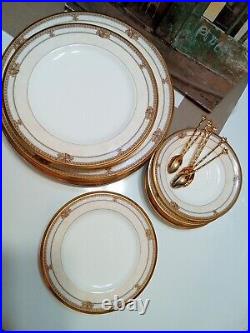 Noritake CHAVOT GOLD Bone China Dinner Salad Bread Plates & Saucer Setting For 4