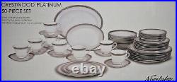 Noritake CRESTWOOD PLATINUM 4166 Set of 4 Dinner Plates 10 1/2 New With Tag