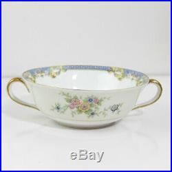 Noritake Casino China Porcelain Gold Trim Floral Set Of 5 Soup Bowls With Plates