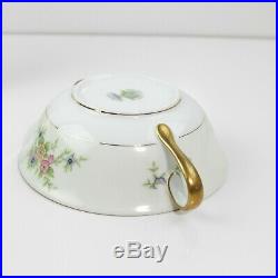 Noritake Casino China Porcelain Gold Trim Floral Set Of 5 Soup Bowls With Plates