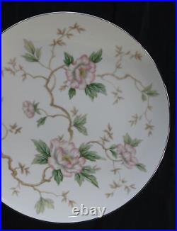 Noritake Chatham 5502 China 40-Piece Set Seating 8 Pink Flowers Platinum Trim