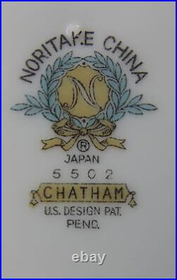 Noritake Chatham 5502 China 40-Piece Set Seating 8 Pink Flowers Platinum Trim