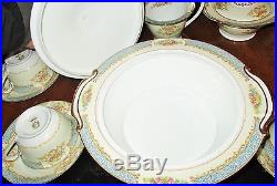 Noritake Chevonia 8 Dinner Service China 67 pc set Gold Teapot Cup Plate Platter