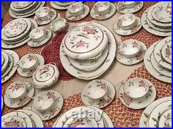 Noritake China #5473 Huge Dinnerware Set 91 Pieces Pink Floral With Gold Trim