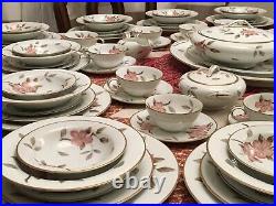 Noritake China #5473 Huge Dinnerware Set 91 Pieces Pink Floral With Gold Trim