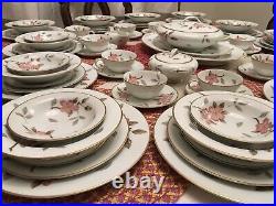 Noritake China #5473 Huge Dinnerware Set 91 Pieces Pink Floral With Gold Trim