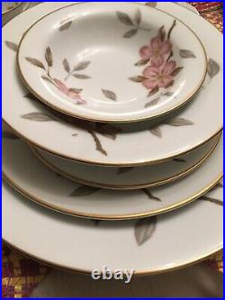 Noritake China #5473 Huge Dinnerware Set 91 Pieces Pink Floral With Gold Trim