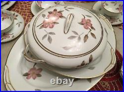 Noritake China #5473 Huge Dinnerware Set 91 Pieces Pink Floral With Gold Trim