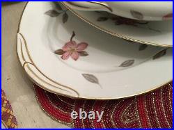 Noritake China #5473 Huge Dinnerware Set 91 Pieces Pink Floral With Gold Trim