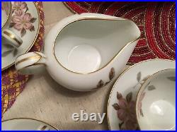 Noritake China #5473 Huge Dinnerware Set 91 Pieces Pink Floral With Gold Trim