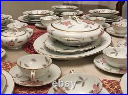 Noritake China #5473 Huge Dinnerware Set 91 Pieces Pink Floral With Gold Trim