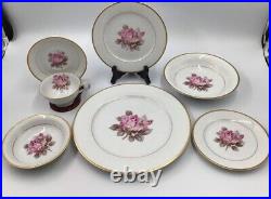 Noritake China 7 Piece Place Setting for 12 Rosetta 5285 Pattern, 1950s