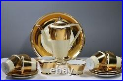 Noritake China Coffee Set Gold Gilt Art Deco 15 pieces AC3