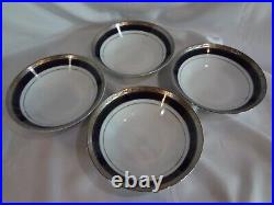 Noritake China Crestwood Cobalt Platinum Set of 4 Coupe Soup Bowls