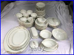 Noritake China Dawn #5930 Japan Gold Trim Dinnerware/Tea Set, Platter, Plates