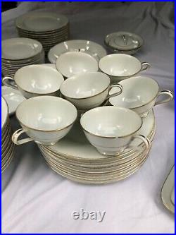 Noritake China Dawn #5930 Japan Gold Trim Dinnerware/Tea Set, Platter, Plates