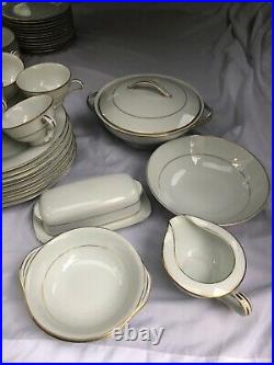 Noritake China Dawn #5930 Japan Gold Trim Dinnerware/Tea Set, Platter, Plates