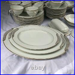 Noritake China Dawn #5930 Japan Gold Trim Dinnerware/Tea Set, Platter, Plates