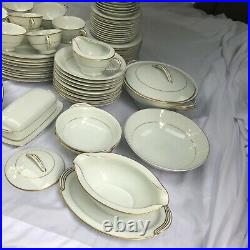 Noritake China Dawn #5930 Japan Gold Trim Dinnerware/Tea Set, Platter, Plates