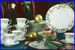 Noritake China Holly and Berry Gold 40 Piece Dinnerware Set, Service for 8 NEW