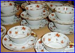 Noritake China Japan Porcelain Dinner Set 5241 Rust & Brown Flowers Gold Leaves