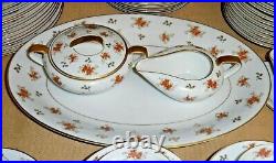 Noritake China Japan Porcelain Dinner Set 5241 Rust & Brown Flowers Gold Leaves