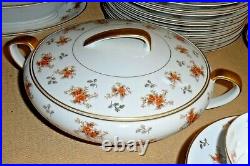 Noritake China Japan Porcelain Dinner Set 5241 Rust & Brown Flowers Gold Leaves