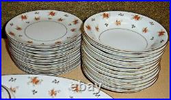 Noritake China Japan Porcelain Dinner Set 5241 Rust & Brown Flowers Gold Leaves