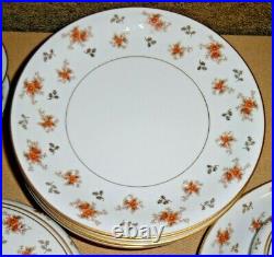 Noritake China Japan Porcelain Dinner Set 5241 Rust & Brown Flowers Gold Leaves