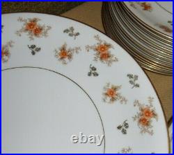 Noritake China Japan Porcelain Dinner Set 5241 Rust & Brown Flowers Gold Leaves