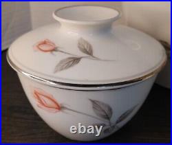 Noritake China Japan Rosemarie 6044 Teapot, 5 Snack Plates, Creamer, Sugar Set