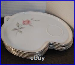 Noritake China Japan Rosemarie 6044 Teapot, 5 Snack Plates, Creamer, Sugar Set