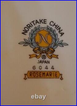 Noritake China Japan Rosemarie 6044 Teapot, 5 Snack Plates, Creamer, Sugar Set