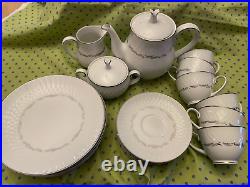 Noritake China SABINA Luncheon Set for SIX with Tea Set pot/creamer/sugar NEW