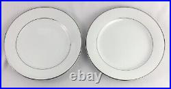 Noritake China Salad Or Lunch Plates 8 in White Silver Lined 6325 Envoy Pattern