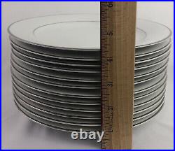 Noritake China Salad Or Lunch Plates 8 in White Silver Lined 6325 Envoy Pattern