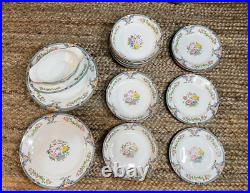 Noritake China Set, 19p Painted Japanese Dinnerware Set, Rare Nippon Porcelain